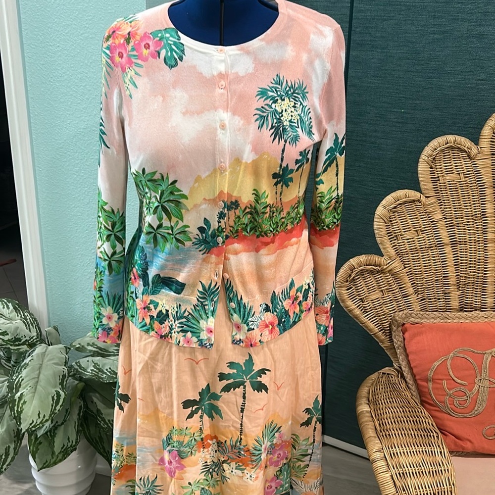 Talbots Tropical Print Cardigan